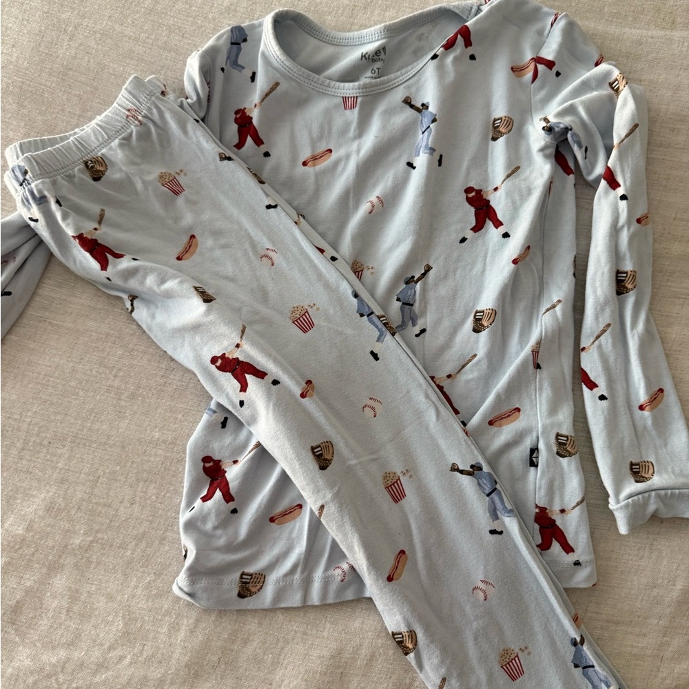 Kyte BABY Light Blue Baseball Print Pajama Set